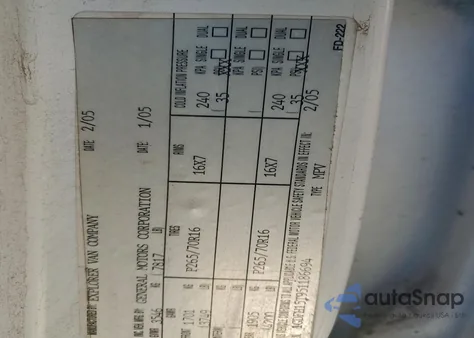 2005 GMC Savana Rv G1500 z USA, uszkodzony, nr VIN 1GDFH15T951186694